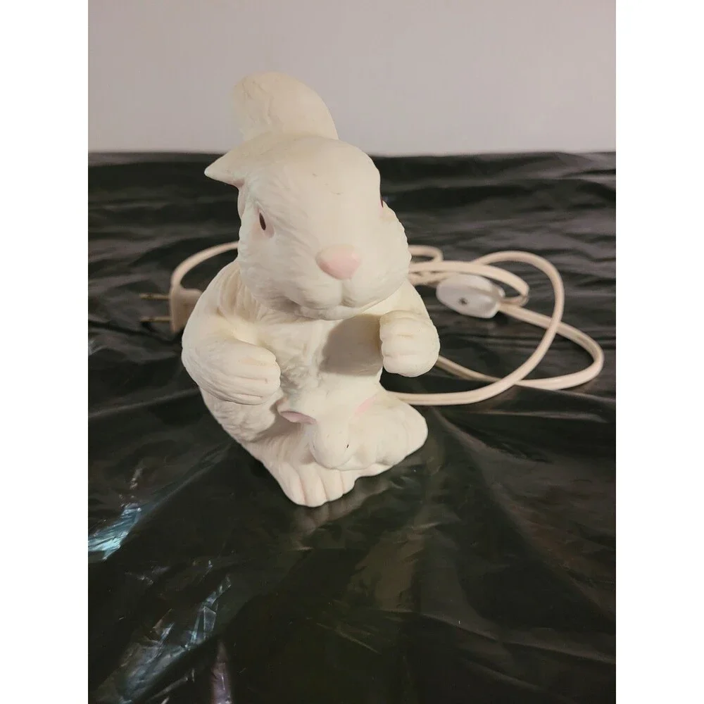 Vintage Ceramic White Bunny night Light Realistic Decorative Matt Finish 6.25